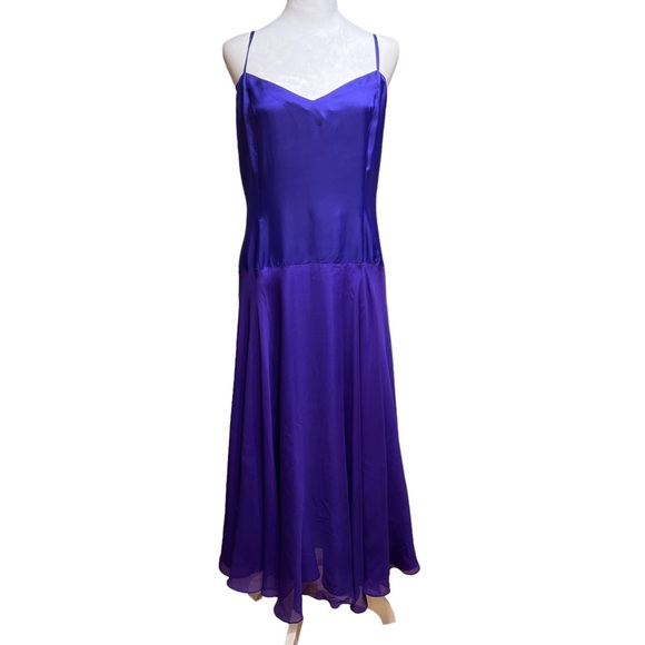 Niteline Dresses & Skirts - Niteline Della Roufogali purple silk chiffon overlay spaghetti strap dress sz 18
